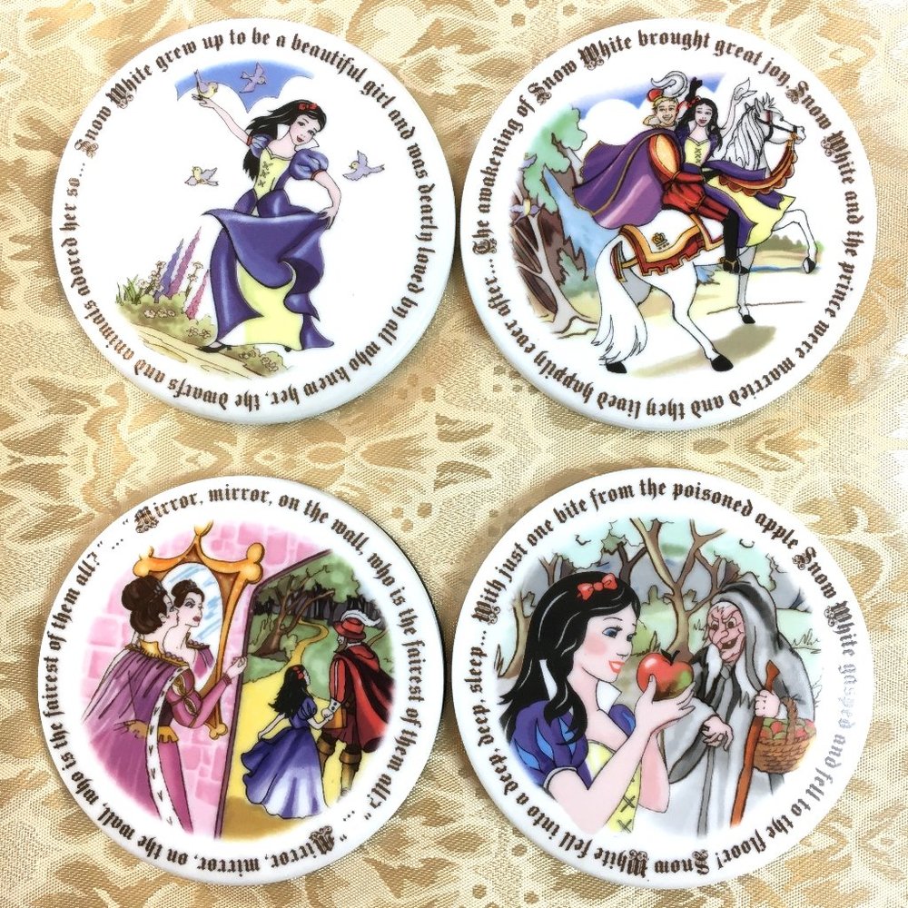*  Disney Snow White Porcelain Coasters Set of 4